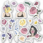 Set von hübschen Aufklebern mit Blumenstrauß Aufkleber (Vorderseite)