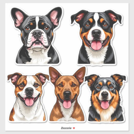 Set von Hunde-Aufklebern mit detaillierter Darstel Aufkleber (Blatt)