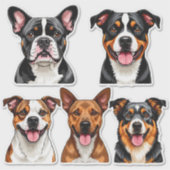 Set von Hunde-Aufklebern mit detaillierter Darstel Aufkleber (Vorderseite)
