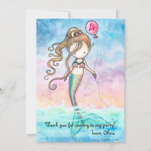 Set von Mermaid Dankeschön Karten (Vorderseite)