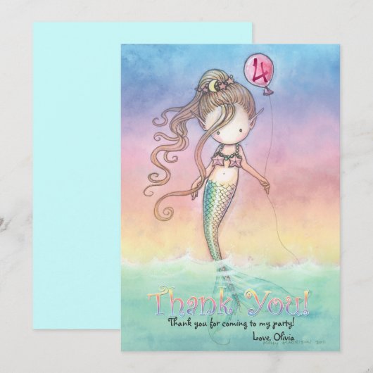 Set von Mermaid Dankeschön Karten (Vorne/Hinten)