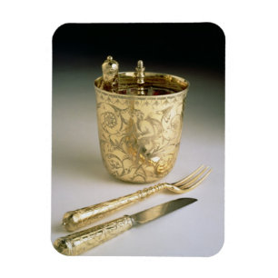 Set von Messer, Gabel, Löffel und Becherglas, Magnet