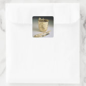 Set von Messer, Gabel, Löffel und Becherglas, Quadratischer Aufkleber (Tasche)