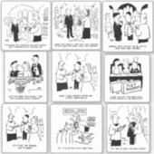 Set von neun Cartoon der sonnigen Hochzeit Aufkleber (Vorderseite)