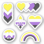 Set von nicht binären Stolz-Designs Aufkleber (Vorderseite)