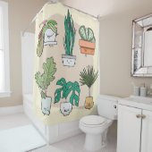 Set von niedlichen Haus Pflanze in Töpfen. Farbenf Duschvorhang (Beispiel)