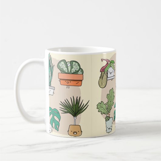 Set von niedlichen Haus Pflanze in Töpfen. Farbenf Kaffeetasse (Links)