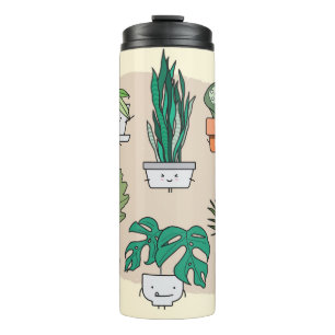 Set von niedlichen Haus Pflanze in Töpfen. Farbenf Thermosbecher