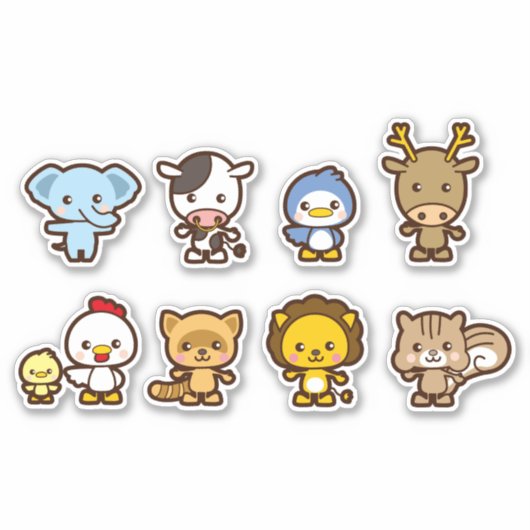 Set von niedlichen Tieren Aufkleber (Vorderseite)
