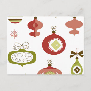 Set von Retro Weihnachtsschmuck Feiertagspostkarte