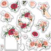 Set von Rose und Federblumen Aufkleber (Vorderseite)