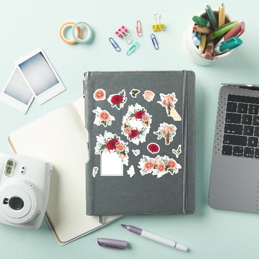 Set von Rose und Federblumen Aufkleber (iPad Hülle)