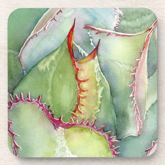 Set von sechs agave Aquarell-Untersetzer Getränkeuntersetzer (Vorderseite)