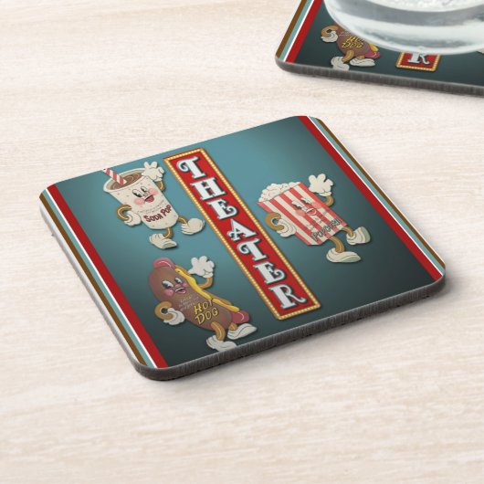 Set von sechs nostalgischen Theater-Untersetzer Getränkeuntersetzer (Linke Seite)