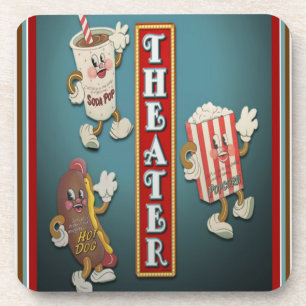 Set von sechs nostalgischen Theater-Untersetzer Getränkeuntersetzer