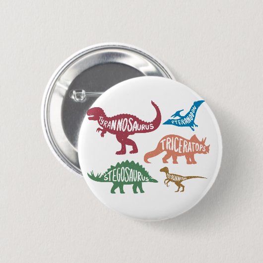 Set von Silhouetten verschiedener Dinosaurier Button (Vorne & Hinten)