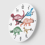 Set von Silhouetten verschiedener Dinosaurier Große Wanduhr (Winkel)