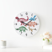 Set von Silhouetten verschiedener Dinosaurier Große Wanduhr (Zuhause)