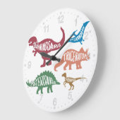 Set von Silhouetten verschiedener Dinosaurier Große Wanduhr (Winkel)