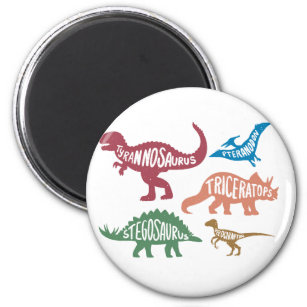 Set von Silhouetten verschiedener Dinosaurier Magnet