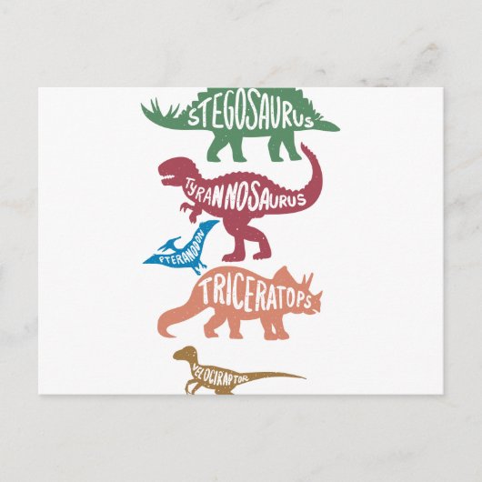 Set von Silhouetten verschiedener Dinosaurier Postkarte (Vorderseite)