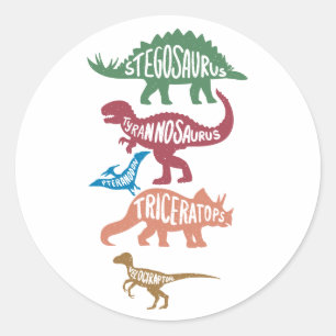 Set von Silhouetten verschiedener Dinosaurier Runder Aufkleber