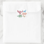 Set von Silhouetten verschiedener Dinosaurier Runder Aufkleber (Tasche)