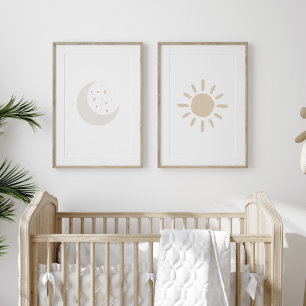Set von Sonne und Mond mit 2 Kinderzimmer