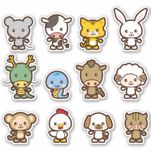 Set von Tieren Aufkleber (Vorderseite)