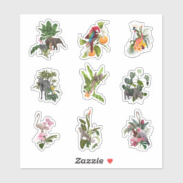 Set von tropischen Blume, Blätter aus Palmen und V Aufkleber