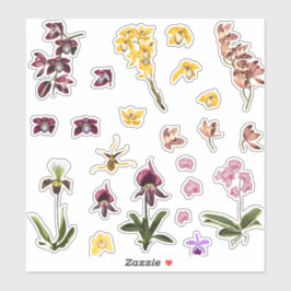 Set von tropischen Orchideen Blume Elemente. Aufkleber