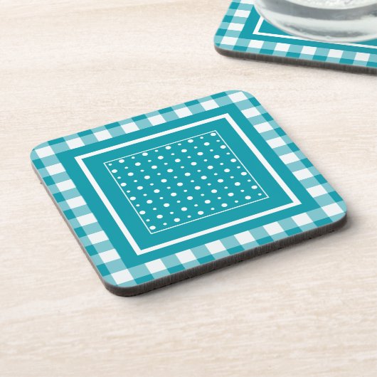 Set von Untersetzer, Aquamarinen Karo Gingham und  Untersetzer (Linke Seite)