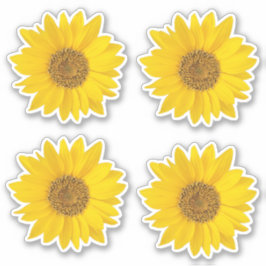 Set von vier gelben Sonnenblumen Kontur Aufkleber