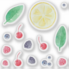 Set von wasserfarbenen roten Beeren Aufkleber