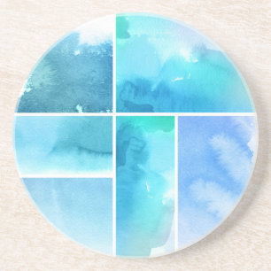 Set von Watercolor abstrakte handgemalte 2 Sandstein Untersetzer