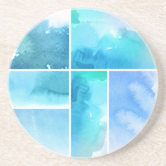 Set von Watercolor abstrakte handgemalte 2 Sandstein Untersetzer (Vorne)