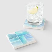 Set von Watercolor abstrakte handgemalte 2 Steinuntersetzer (Seitenansicht)
