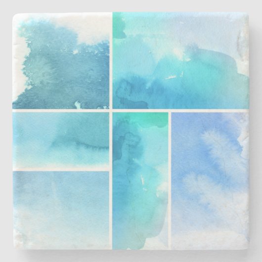 Set von Watercolor abstrakte handgemalte 2 Steinuntersetzer (Vorderseite)