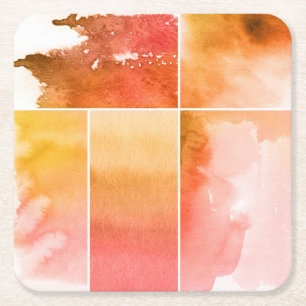 Set von Watercolor abstrakte handgemalte 4 Rechteckiger Pappuntersetzer