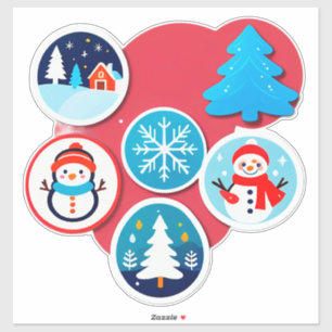 Set von wunderlichen Weihnachts-Winterferien Aufkleber