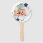 Set von zehn Aquarellblauen Rose Taufe Fächer (Vorderseite)