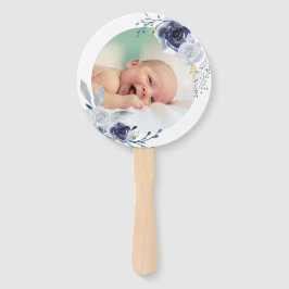 Set von zehn Aquarellblauen Rose Taufe Fächer