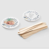 Set von zehn blauen Aquarellbildern Taufe Fächer (Non-assembled)