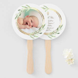 Set von zehn grünen Imitaten Folie Rahmen Taufe Fächer