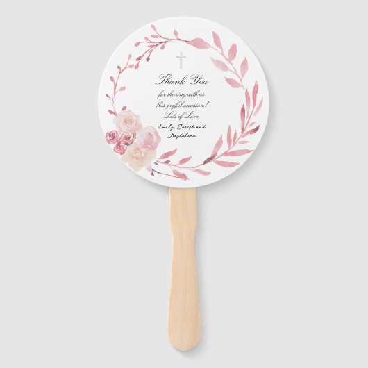 Set von zehn rosa Aquarellrahmen Taufe Fächer (Rückseite)