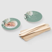 Set von zehn weißen grünen Bouquet Taufe Fächer (Non-assembled)