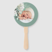 Set von zehn weißen grünen Bouquet Taufe Fächer (Vorderseite)