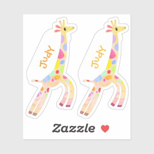 Set von zwei farbigen Giraffenschildern Aufkleber (Blatt)