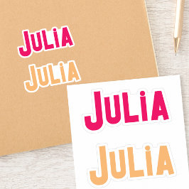 Set von zwei Julia Bright Modern Individuelle Name Aufkleber