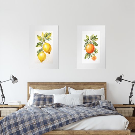 Set von zwei Wall Art Aquarell Fruchtdrucken (Schlafzimmer)